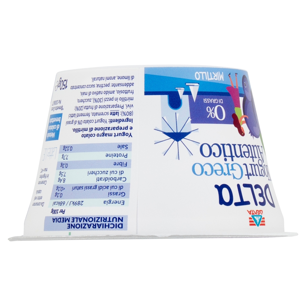 Delta Yogurt Greco Autentico 0% di Grassi Mirtillo 150 g